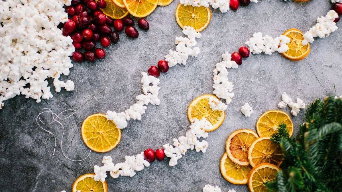 Stringing Popcorn and Cranberries