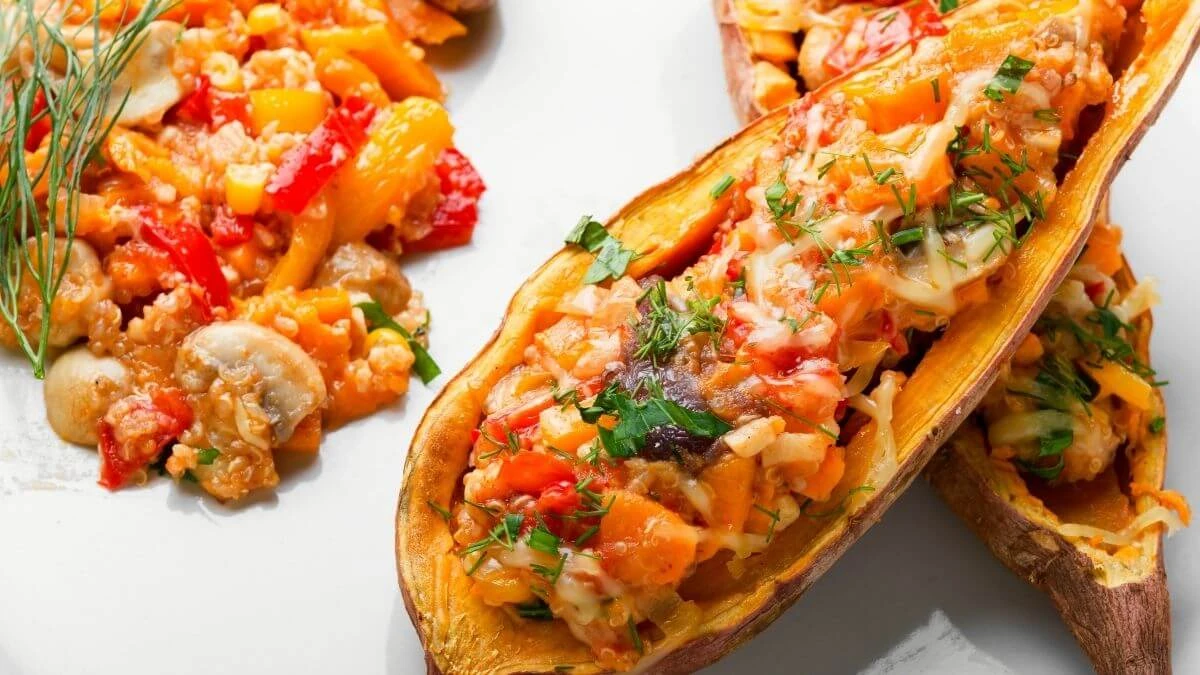 Baked sweet potato boats