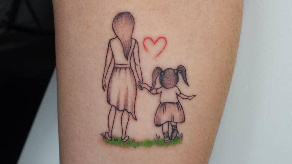 mother and daughter heart tattoos