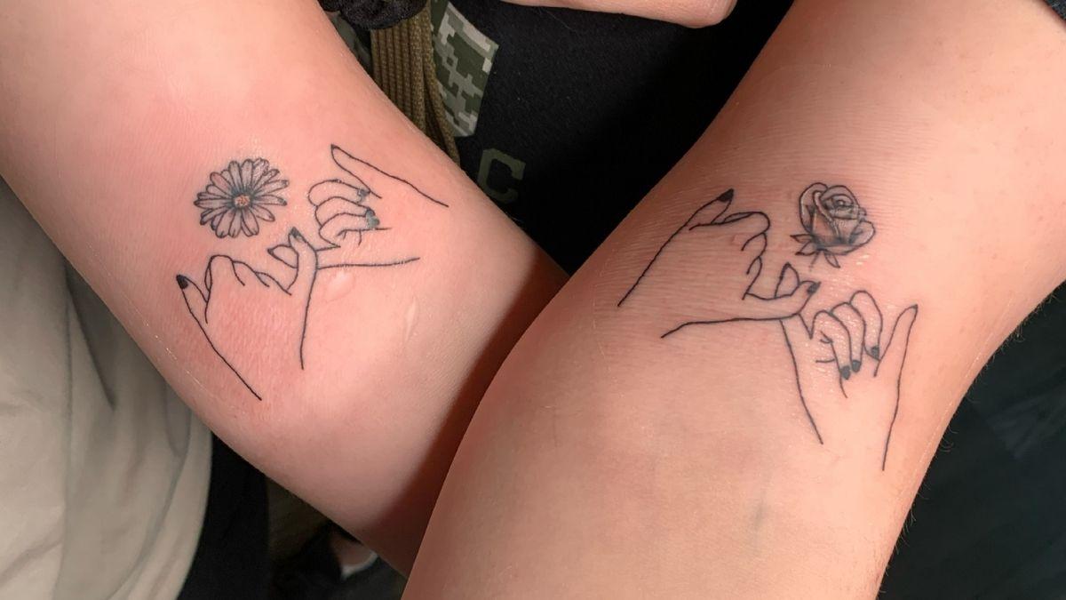mother and daughter heart tattoos