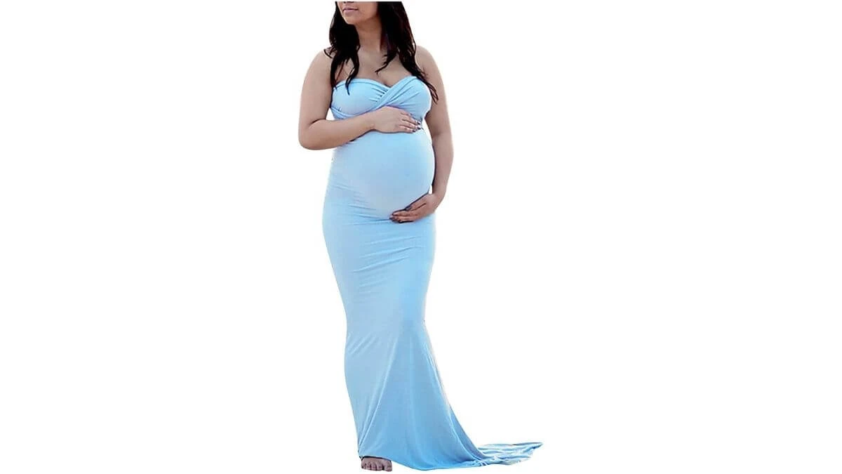 Strapless Sleek Maxi Maternity Dress