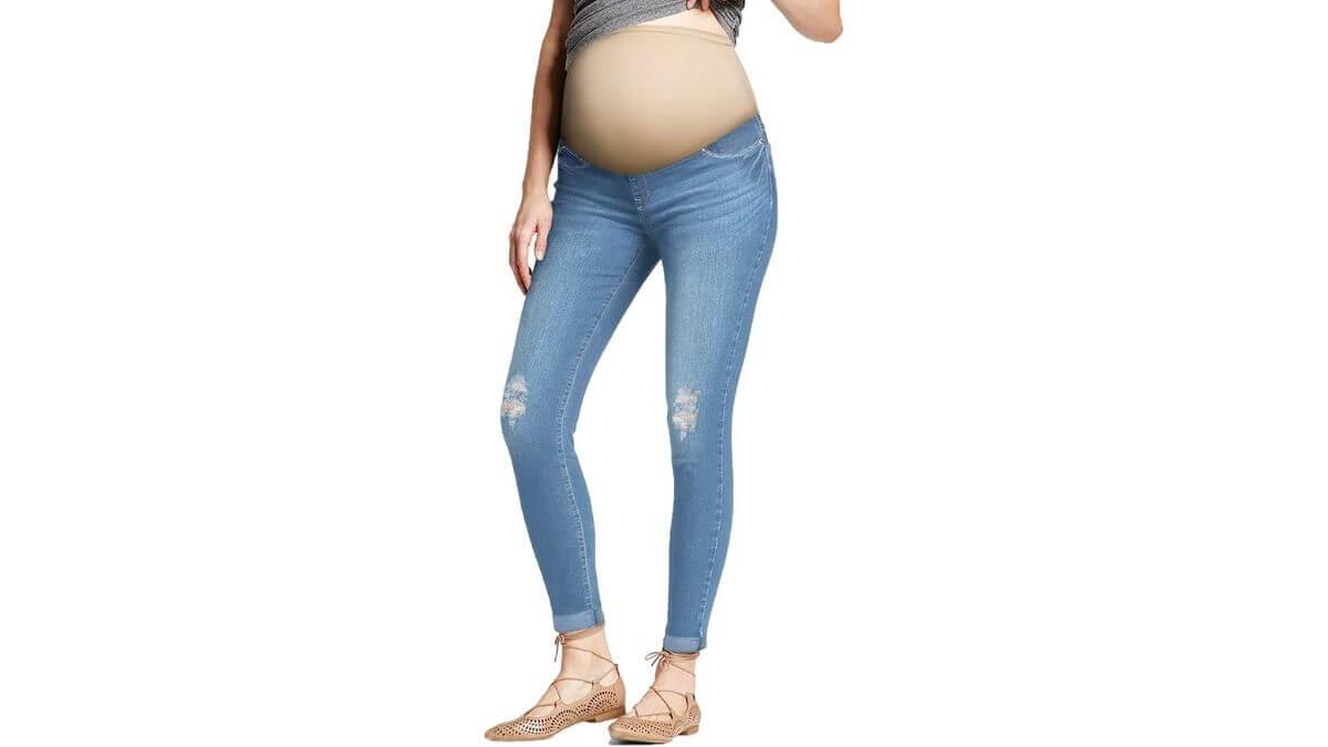 Savi Parker Women's Maternity Jeans Straight Leg BCI Certified Pregnancy Clothes for All Seasons Elastic High Waist Pants 