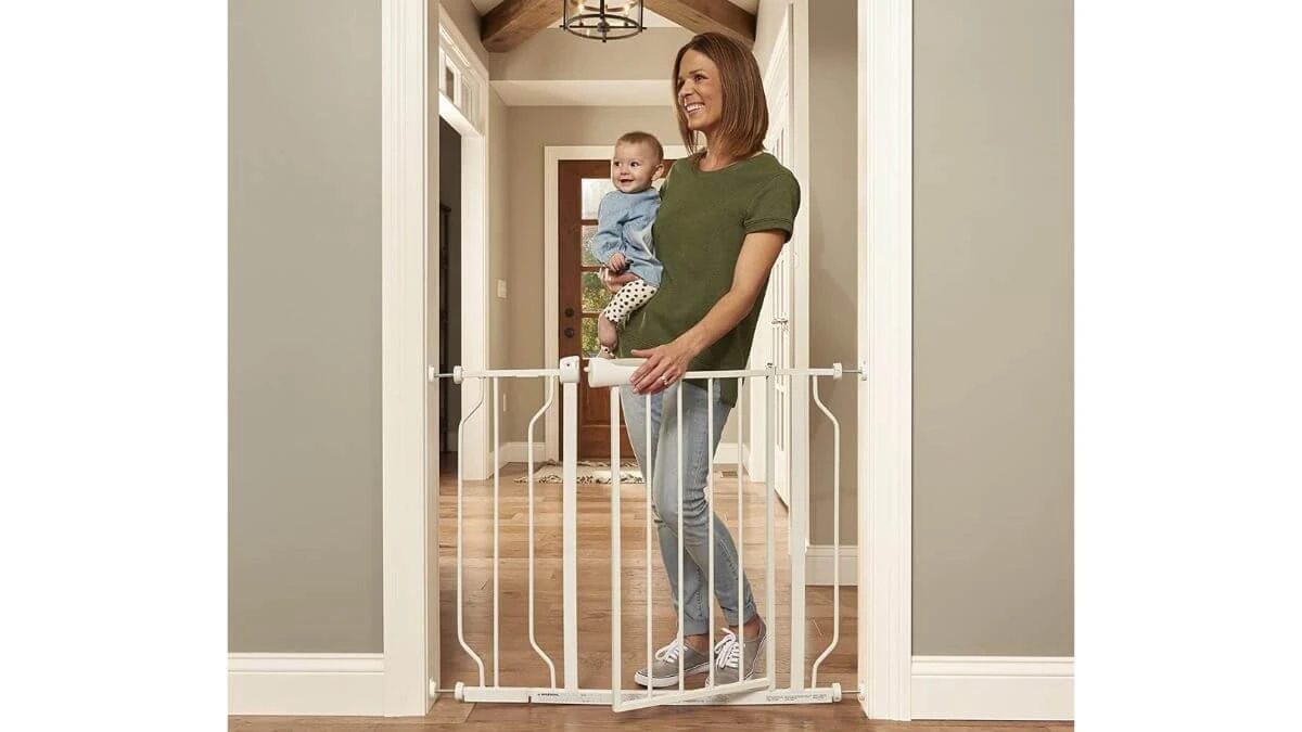 Easy Walk-Thru Pressure-Mounted Baby Gate