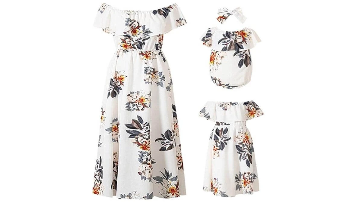 PopReal Mommy and Me Dresses Floral Ruffles