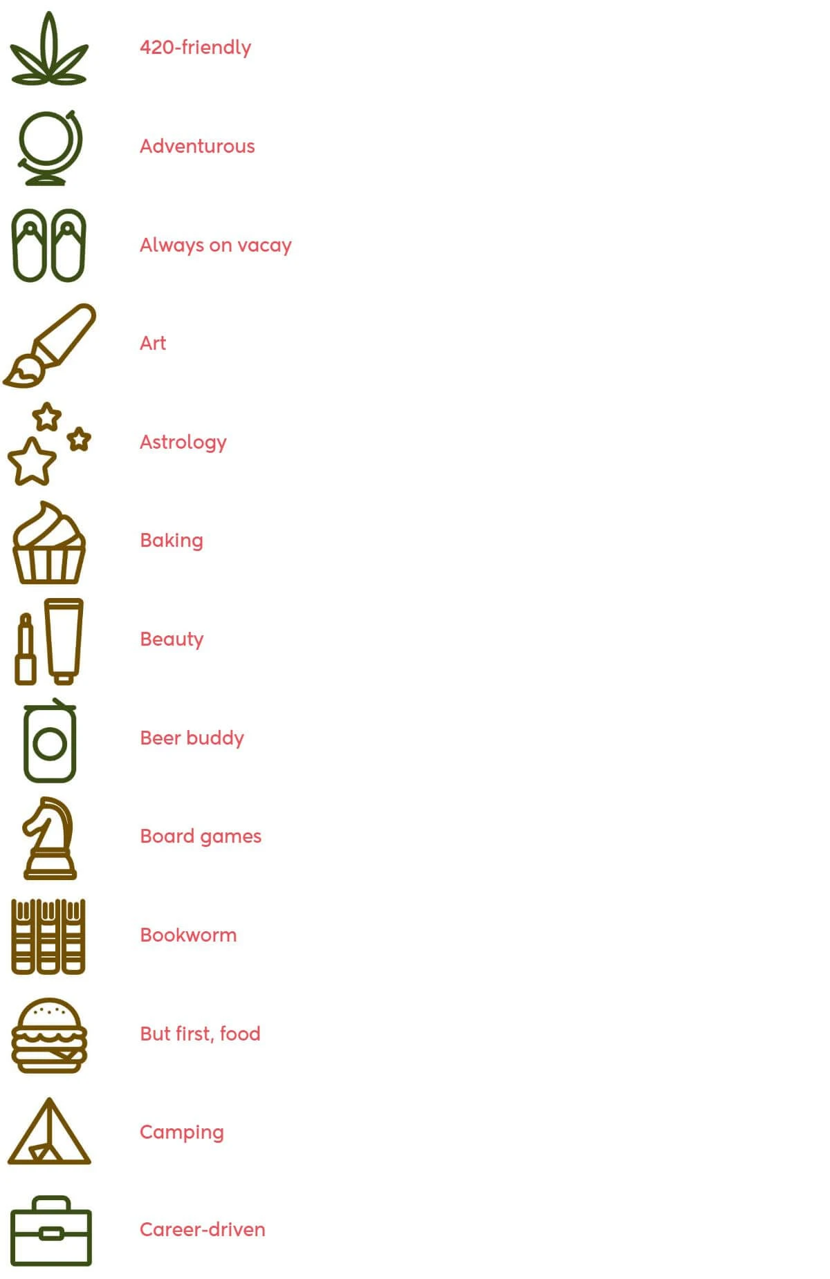 Peanut app Hobbies icons