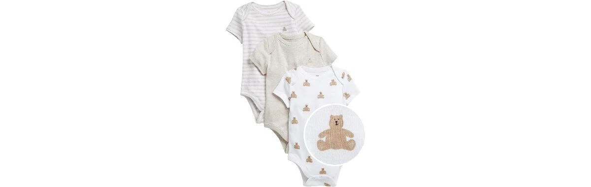 GAP unisex-baby 3-pack First Favourite Short Sleeve Bodysuit