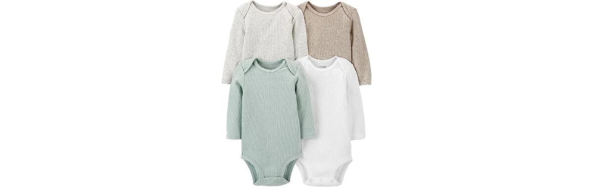 Simple Joys by Carter’s Baby Boys’ Long-Sleeve Thermal Bodysuits, Pack of 4