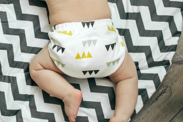 Baby in cloth diaper