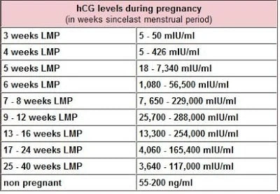 hCG levels chart