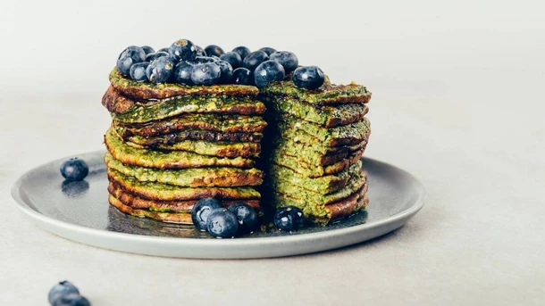 Spinach and blueberry pancakes