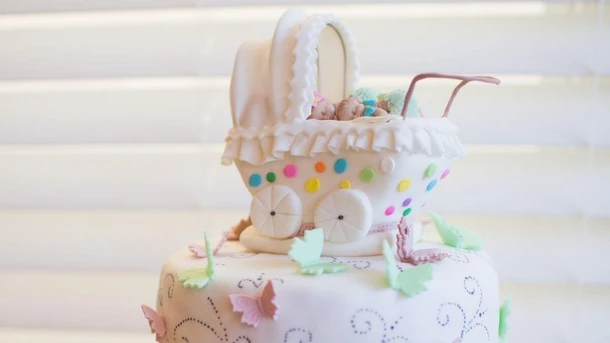 Baby-themed cake baby shower cake