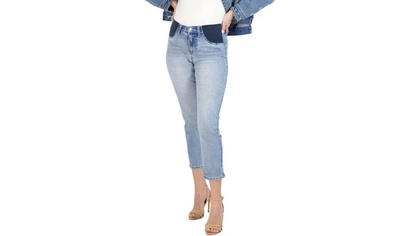 Foucome Hight Waisted Butt Lift Stretch Ripped Streight Leg Maternity Jeans Distressed Denim Pants 