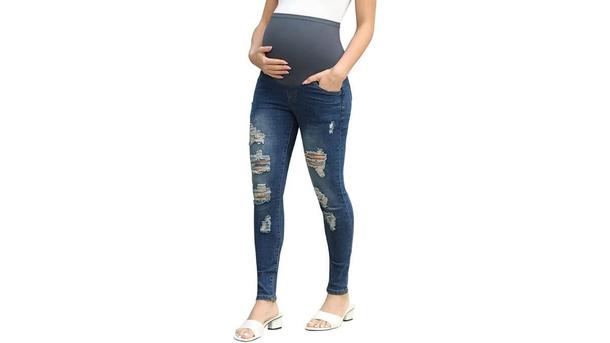 Maacie Butt-Lifting Ripped Skinny Maternity Jeans 