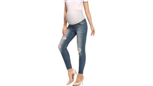 Foucome Skinny Ripped High Waist Maternity Jeans 