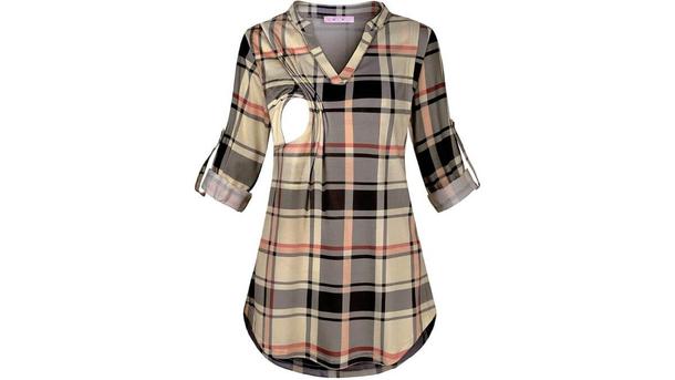 Joymom Maternity Nursing Top 3/4 Rolled Sleeve Tunic