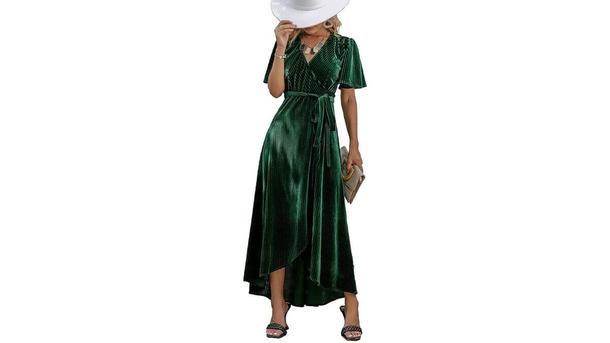 BerryGo Boho V Neck Ruffle Floral Wrap Nursing Maxi Dress