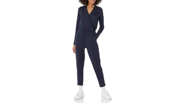 Daily Ritual Supersoft Long-Sleeve V-Neck Wrap Nursing Jumpsuit