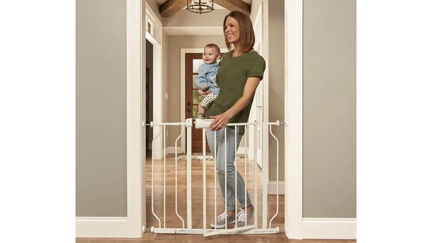 Easy Walk-Thru Pressure-Mounted Baby Gate