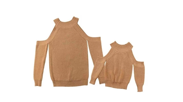 Mommy and Me Cold Shoulder Sweaters