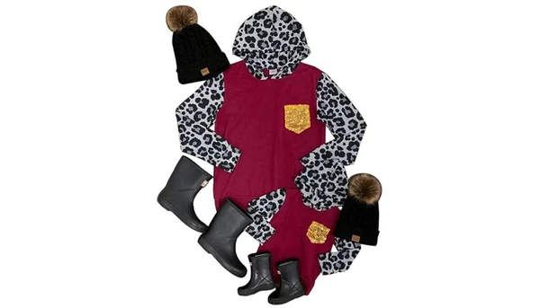 Qin.Orianna Mommy and Me Long Sleeve Leopard Print Hoodies
