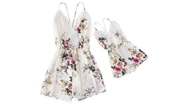 IFFEI Mommy and Me Summer Outfits Floral Playsuits
