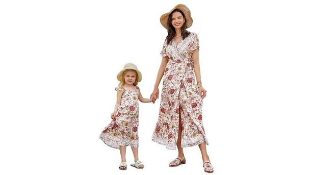 PopReal Mommy and Me Dresses Boho Maxi
