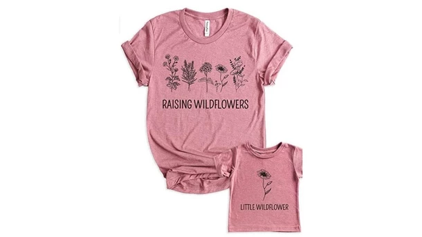 Teeny Fox Raising Wildflowers Mom and Baby T-Shirts