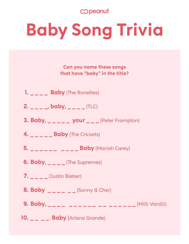 Free Printable Baby Shower Games - Name the Baby Song
