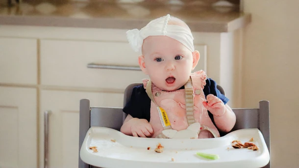 Baby eating finger foods