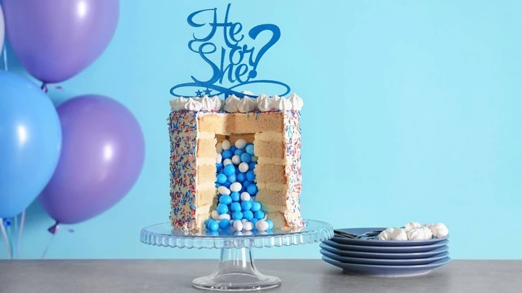 Gender reveal baby shower cake