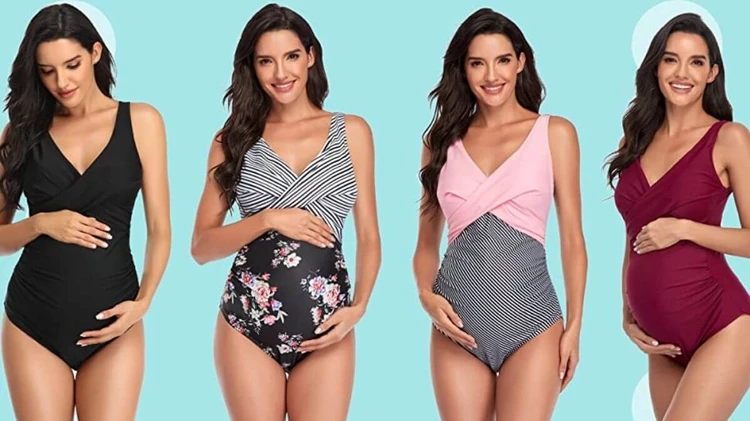 Cover up Shorts Women Maternity Swimwear Onepiece One Shoulders Pregnancy  Swimsuit Bathing Suits Chest