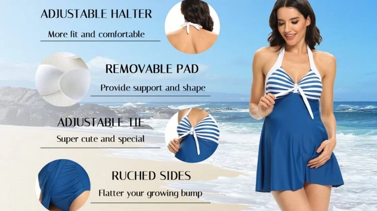 Halterneck maternity swim dress