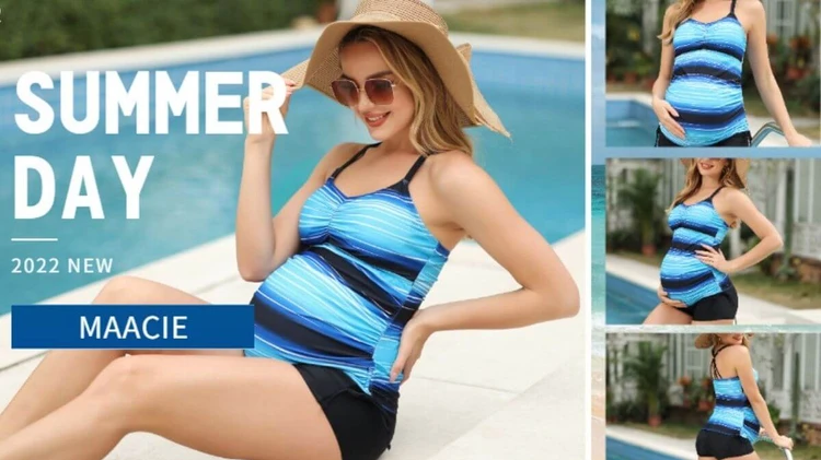 Athletic maternity swim shorts tankini