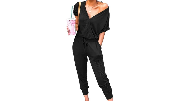 Adibosy V Neck Nursing Jumpsuit