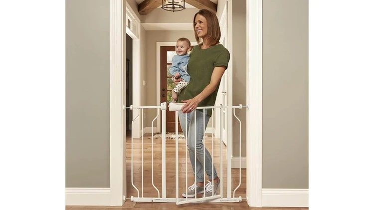 Easy Walk-Thru Pressure-Mounted Baby Gate