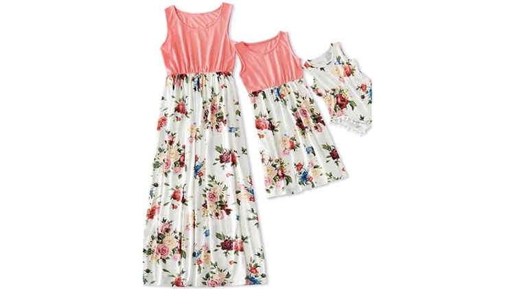 IFFEI Mommy and Me Dress Floral Sleeveless Maxi Dress