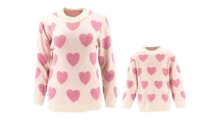 Unique Baby Mommy and Me Valentines Outfit Crewneck Knit Sweater