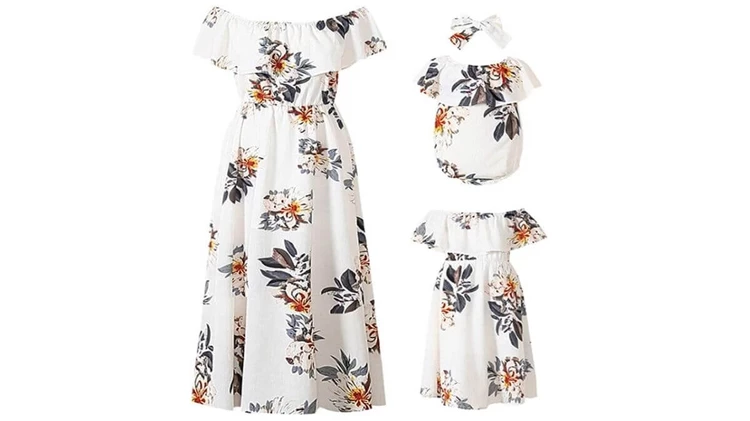 PopReal Mommy and Me Dresses Floral Ruffles