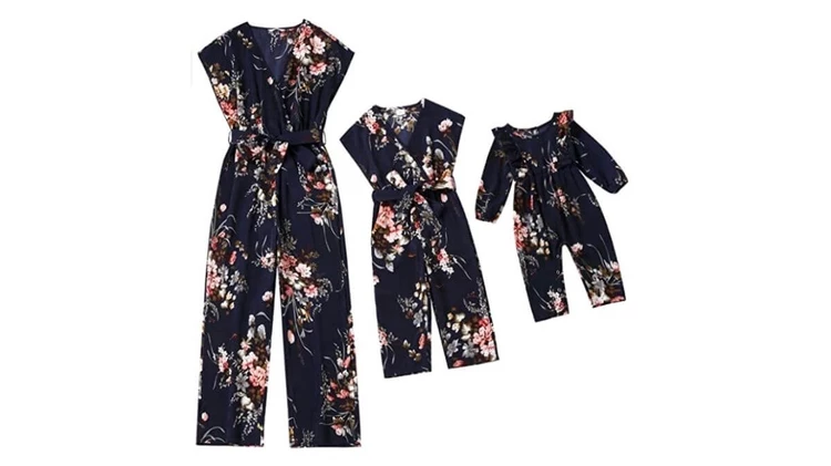 Mommy and Me Matching Outfits Floral Romper Jumpsuit