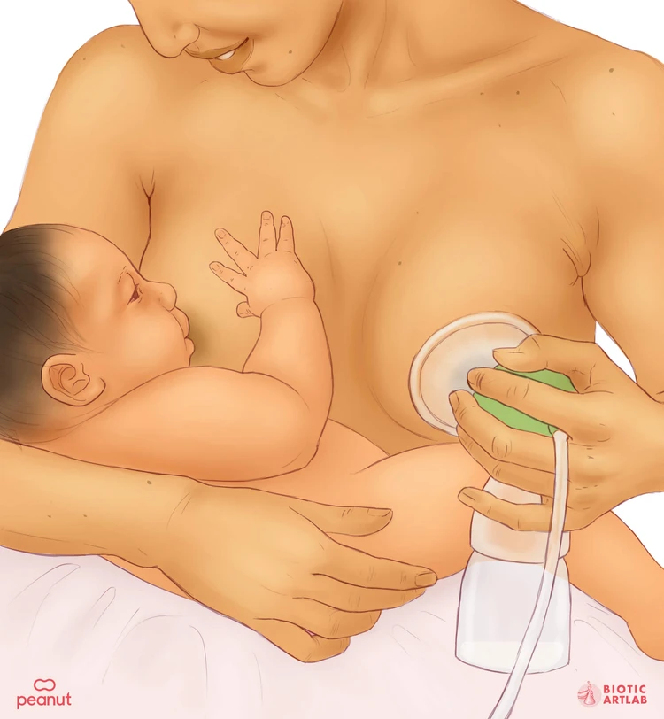 Breast pumping while feeding