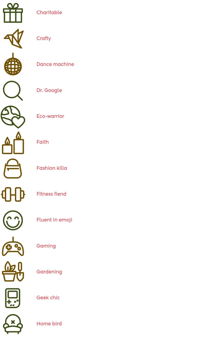 Peanut app Hobbies icons