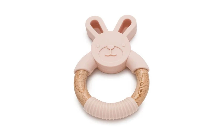 Bunny Silicone and Wood Teething Ring