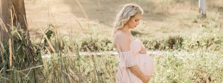 Off-Shoulder A-Line Maternity Photoshoot Dresses | Baby Exo – BabyExo