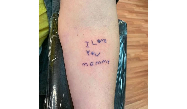 handwriting mother son tattoo