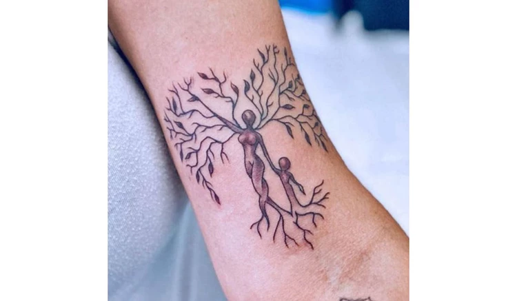 Family tree mother and son tattoo