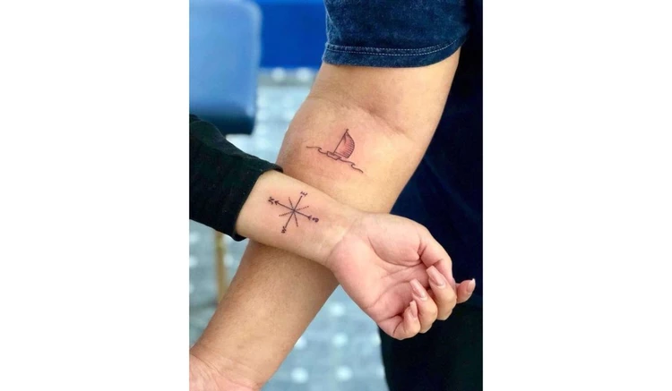 compass mother and son tattoo