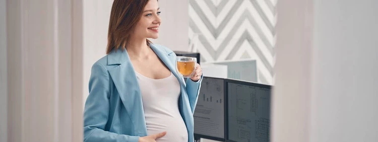 pregnant woman drinking ginger tea
