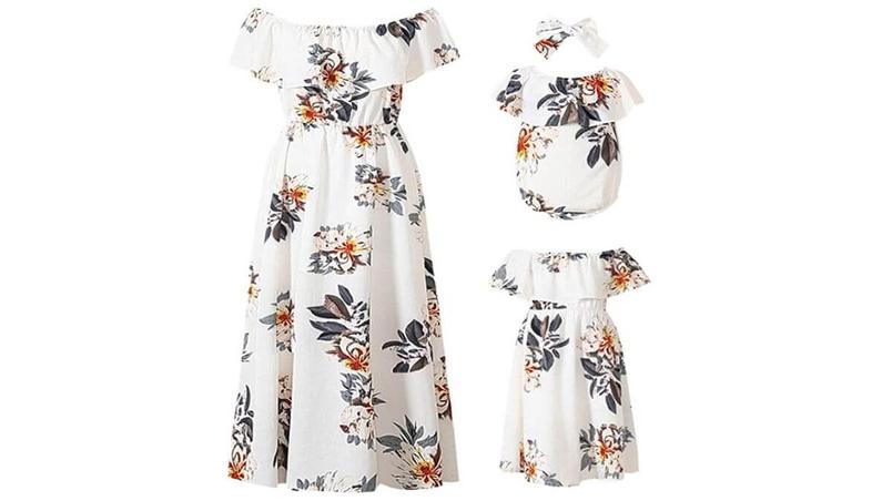PopReal Mommy and Me Dresses Floral Ruffles
