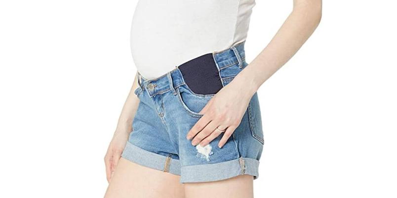 Motherhood Maternity Women's Indigo Blue Destructed Side Panel Denim Shorts