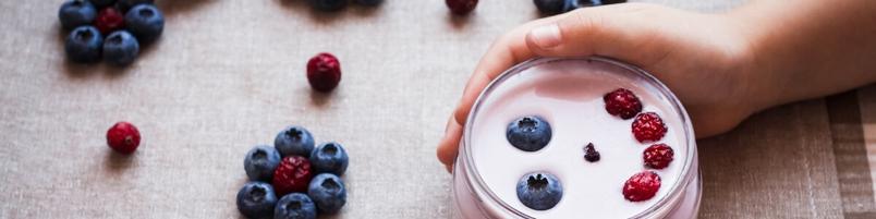Yogur y fruta desayunos para niños